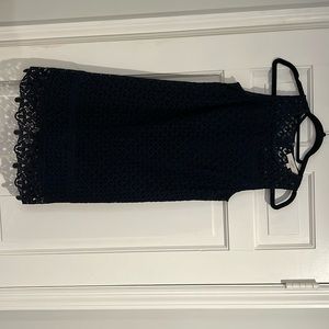 Loft lace eyelet navy dress